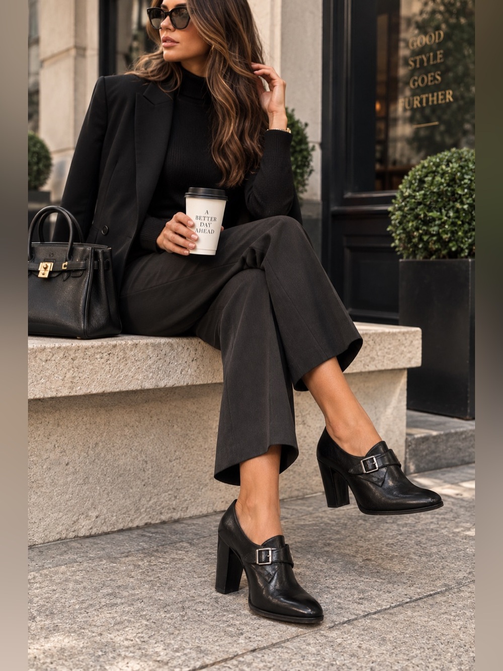 Frye Black Leather Buckle Block Heel Ankle Booties